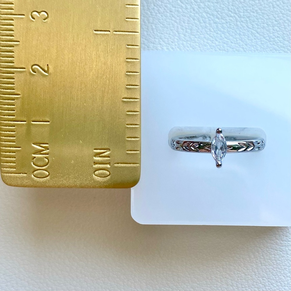 Sterling Silver Marquise Cubic Zirconia Open Band Ring - Picture 3 of 3